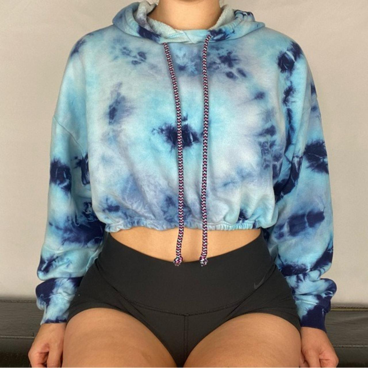 URBAN OUTFITTERS Tie Dye Cinch Crop Hoodie Size Depop