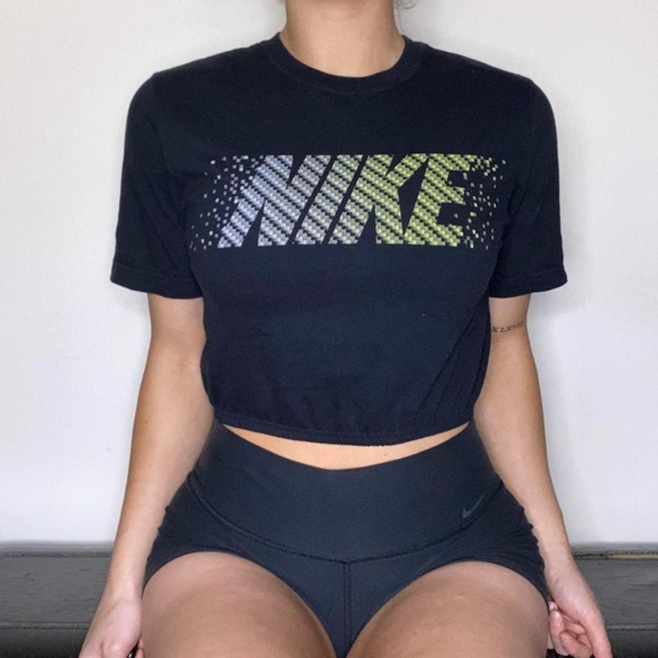 Nike black mini swoosh crop outlet top