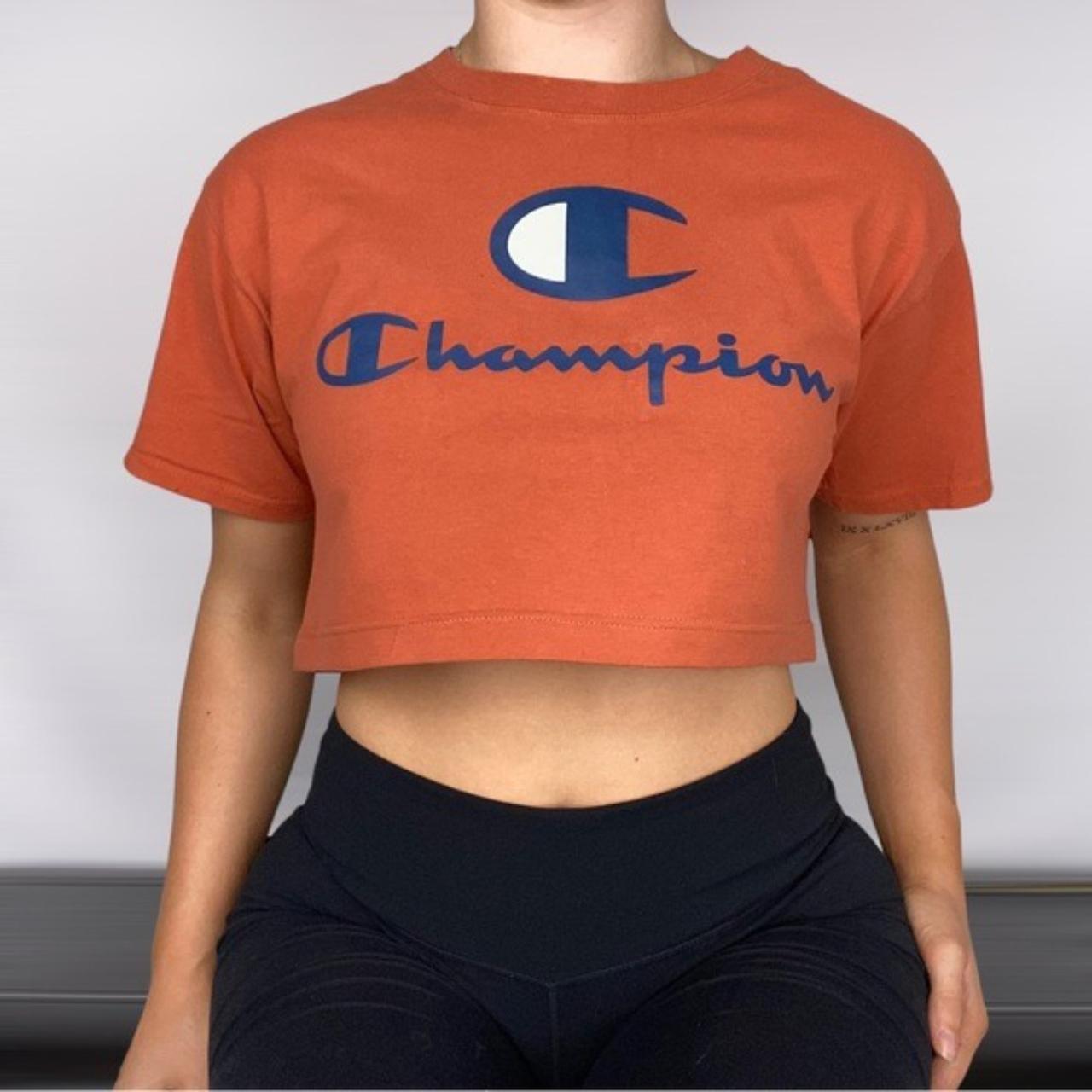 CHAMPION Short Sleeve Crop Top, Size medium