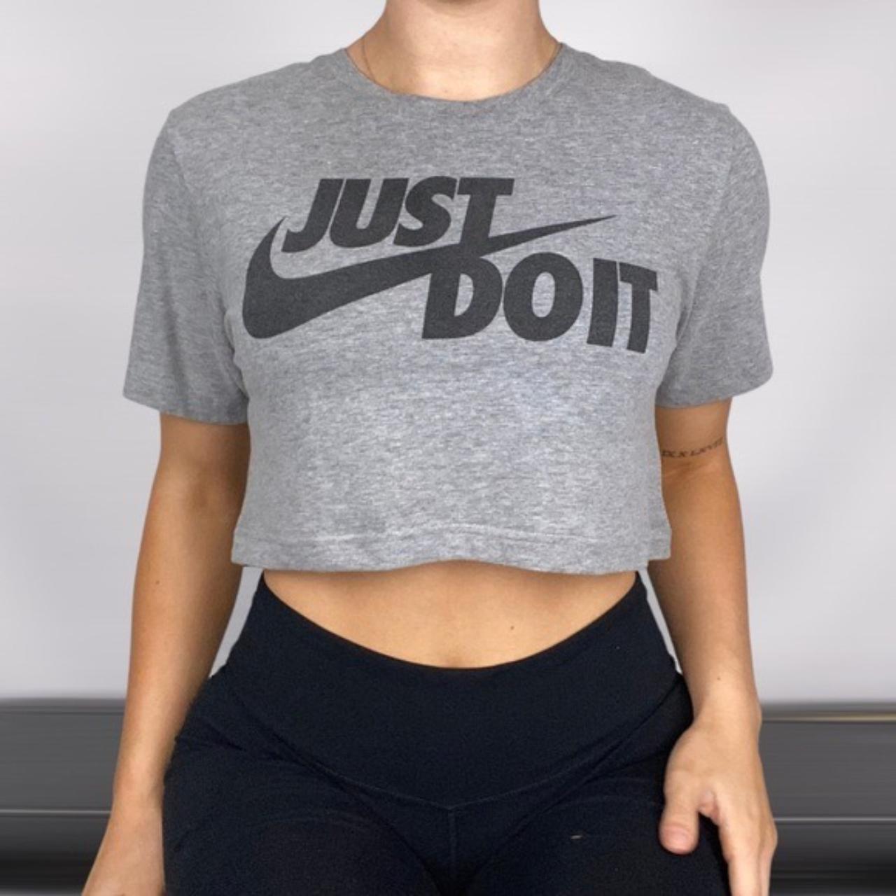 NIKE Just Do It Short Sleeve Crop Top Size. Depop