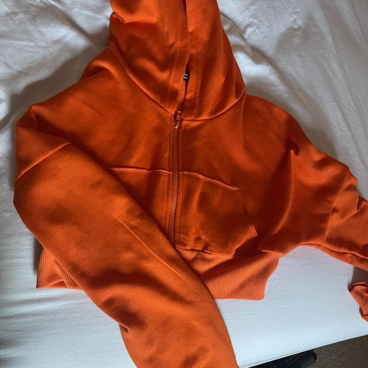 Neon orange cropped online hoodie