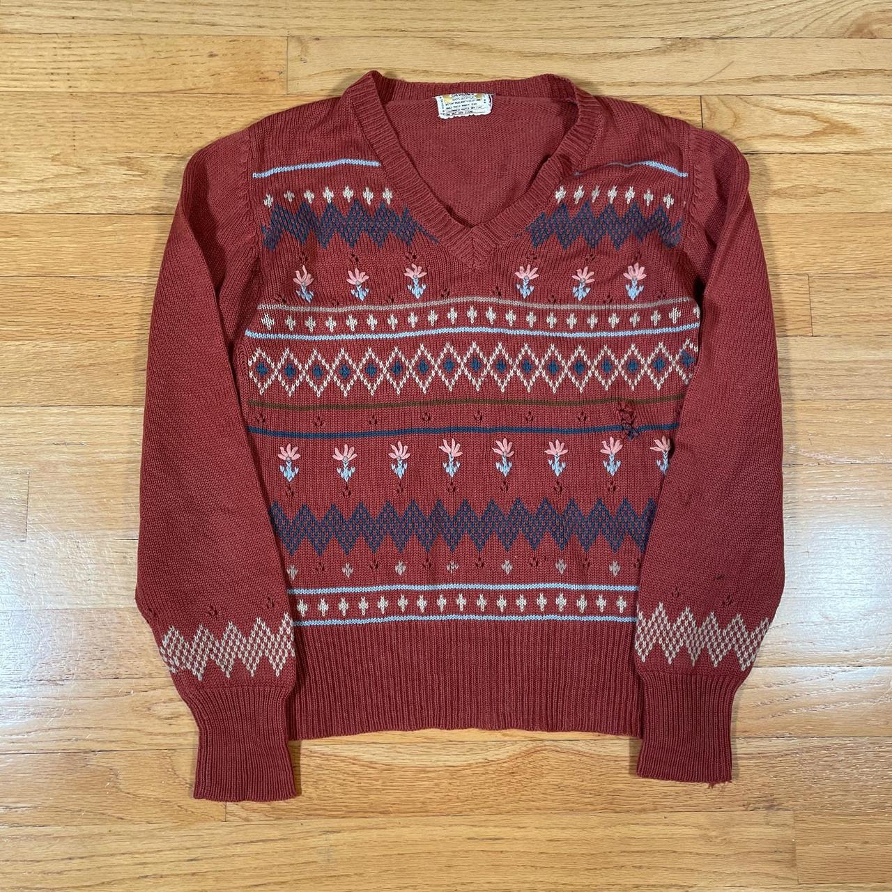 Vintage 60s Knit Sweater Hole in the front as. Depop