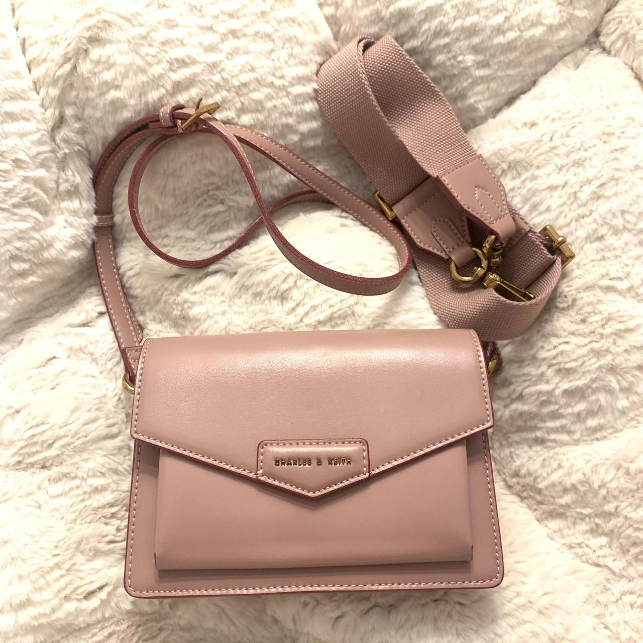 Charles & Keith pink messenger bag with two types of... Depop