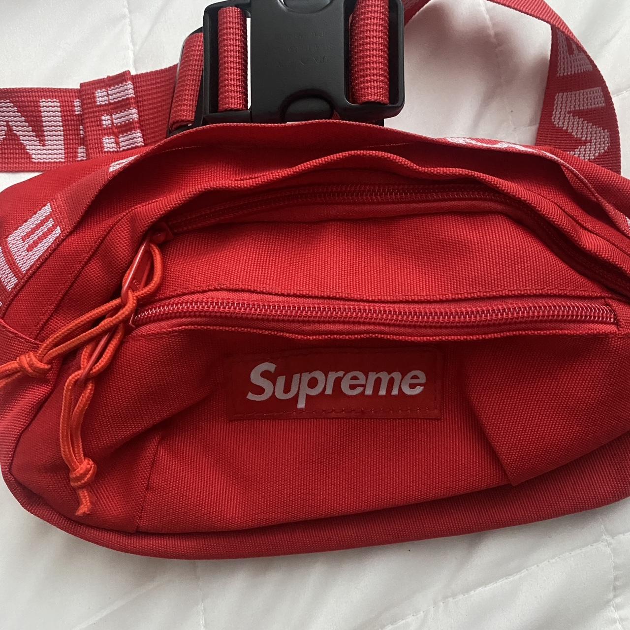 Supreme red waist or shoulder bag how ever you want - Depop