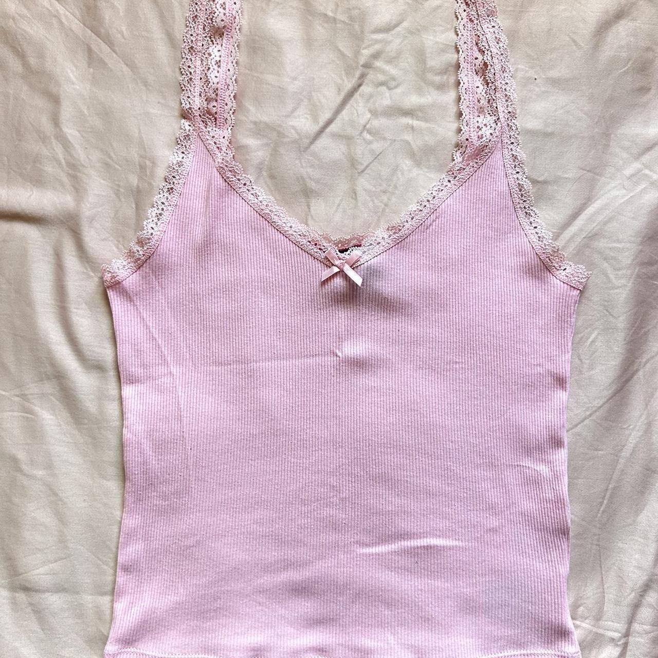 Handm Pink Lace Tank Top Size Small Worn Once Zero Depop 7611