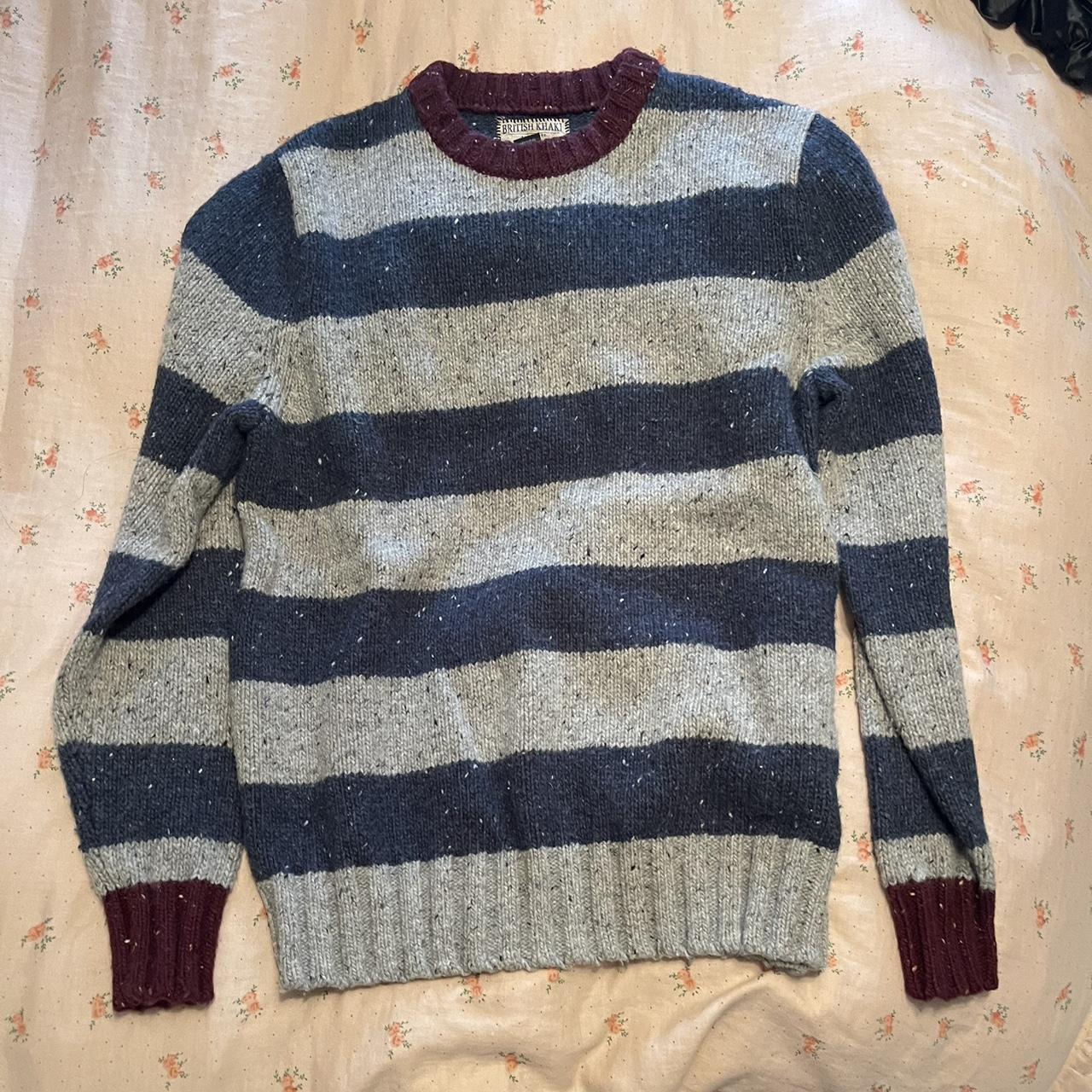 Women's Navy and Grey Jumper | Depop