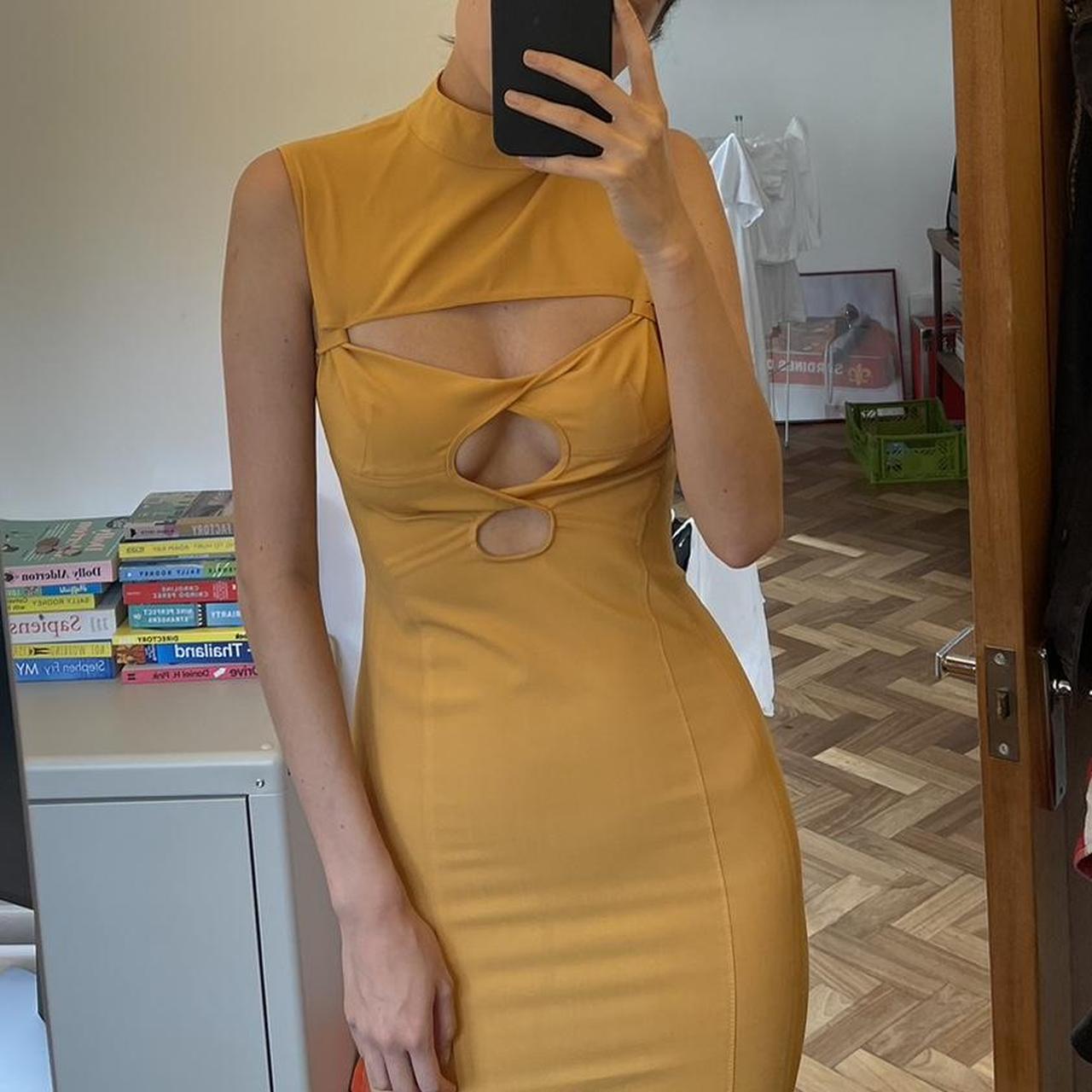 mustard yellow tight dress