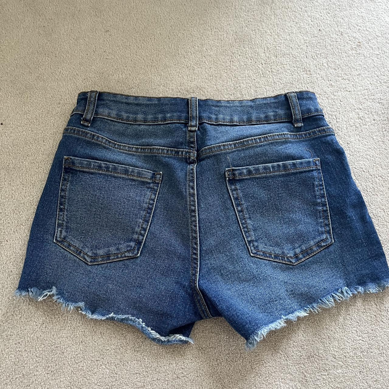 Primark denim shorts with raw edge hem Size 10 Depop