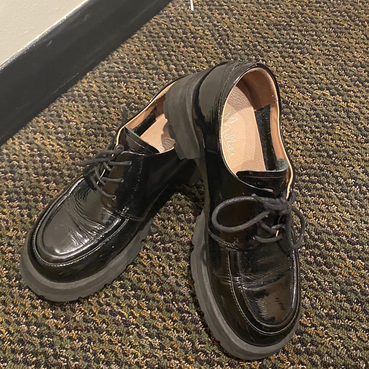 Women's Platform Loafers, Black Leather Lace... Depop