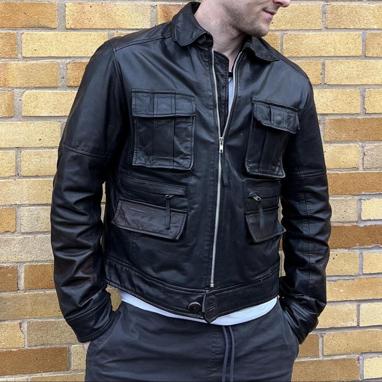 Leather Jacket. Men’s classic vintage leather... - Depop