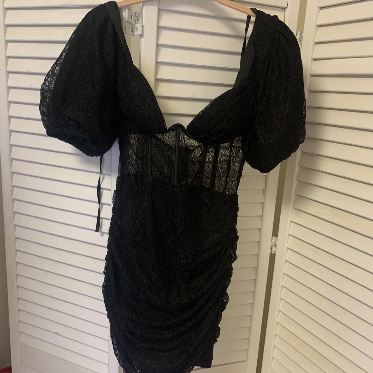 Showpo black lace corset dress size US2 worn once!... - Depop