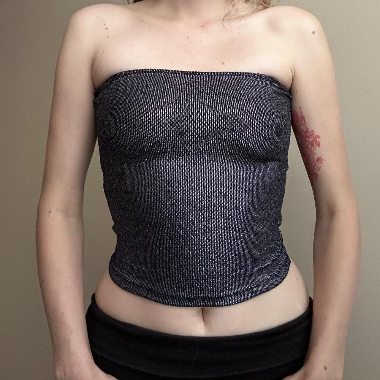 Subdued Black Sparkly Bandeau Top Felicity Sequin Bandeau Top Snow