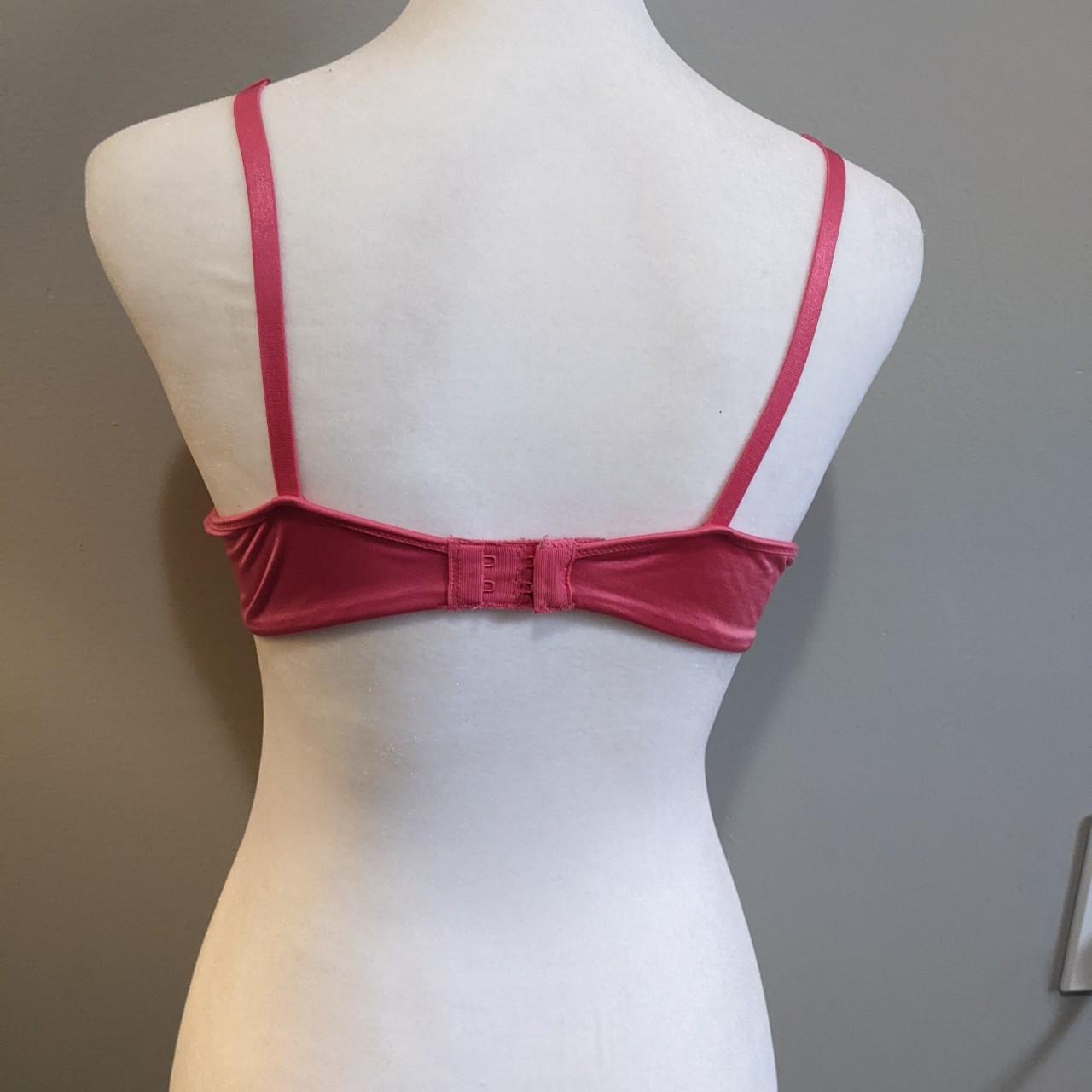 Pink Satin Bra with lace by confessions Size 34D/ - Depop