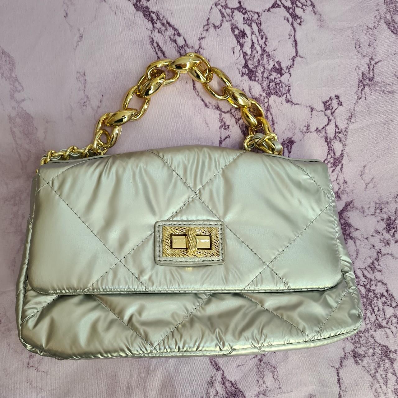 EGO shiny silver and gold crossbody bag Depop