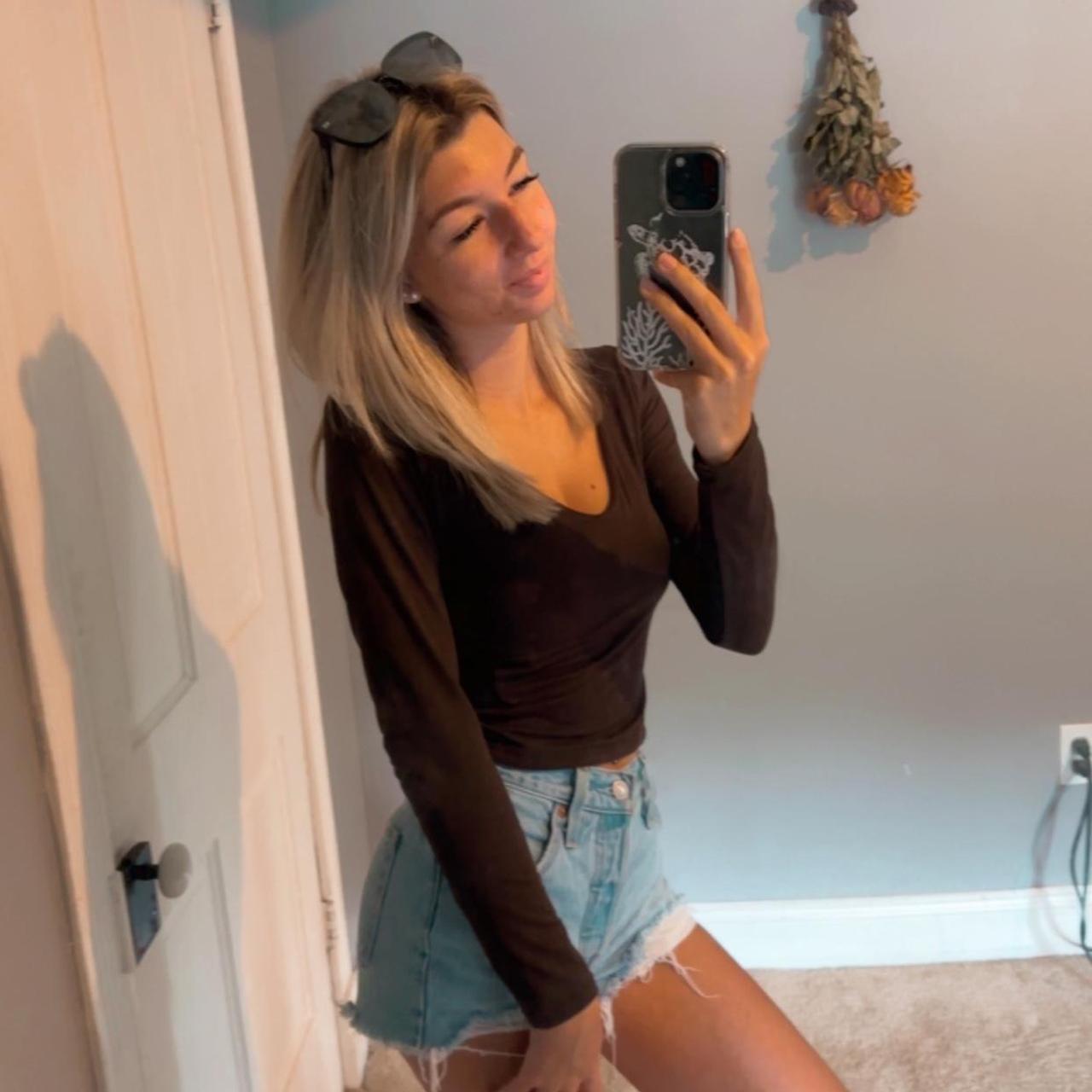 Long sleeve brown shirt - Depop