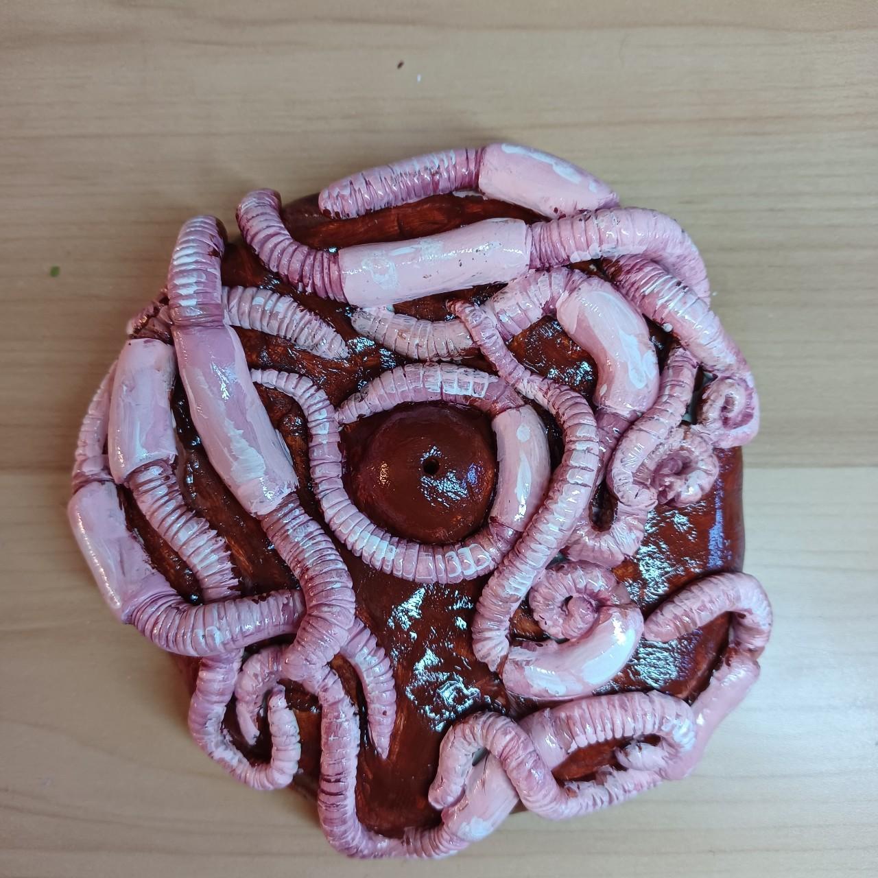 FAKE WORM INCENSE HOLDER . made out of polymer clay - Depop