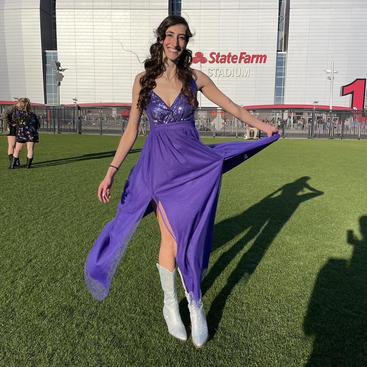 Purple Sequin and Chiffon dress • Speak Now