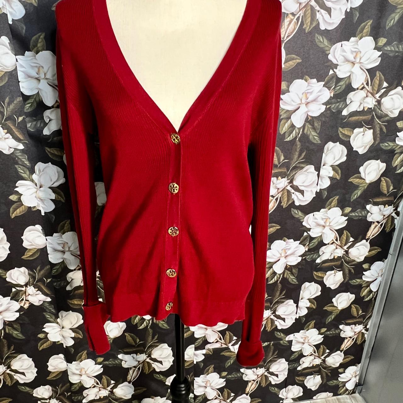 Tory Burch Women's Red Cardigan | Depop