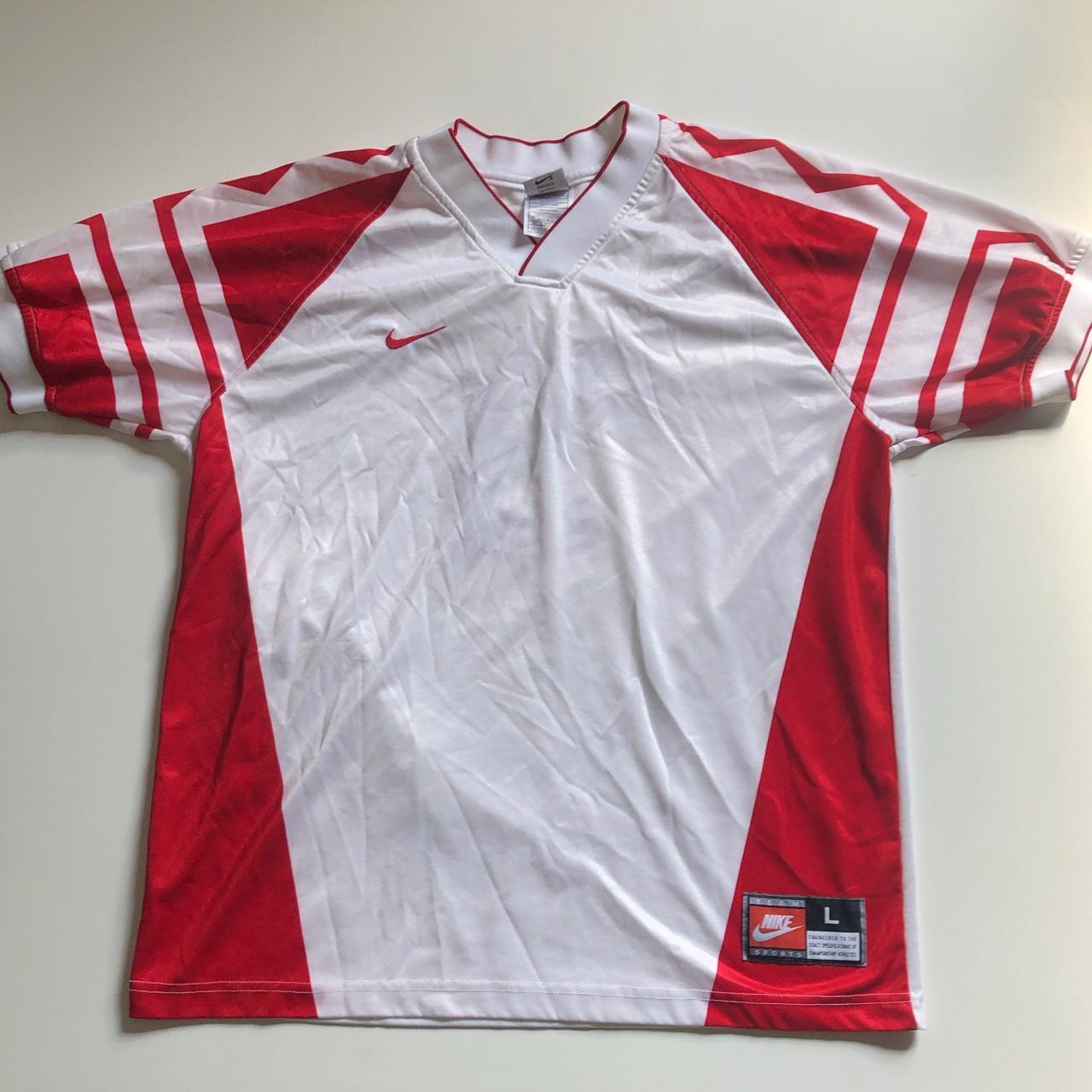 mens red and white nike shirt