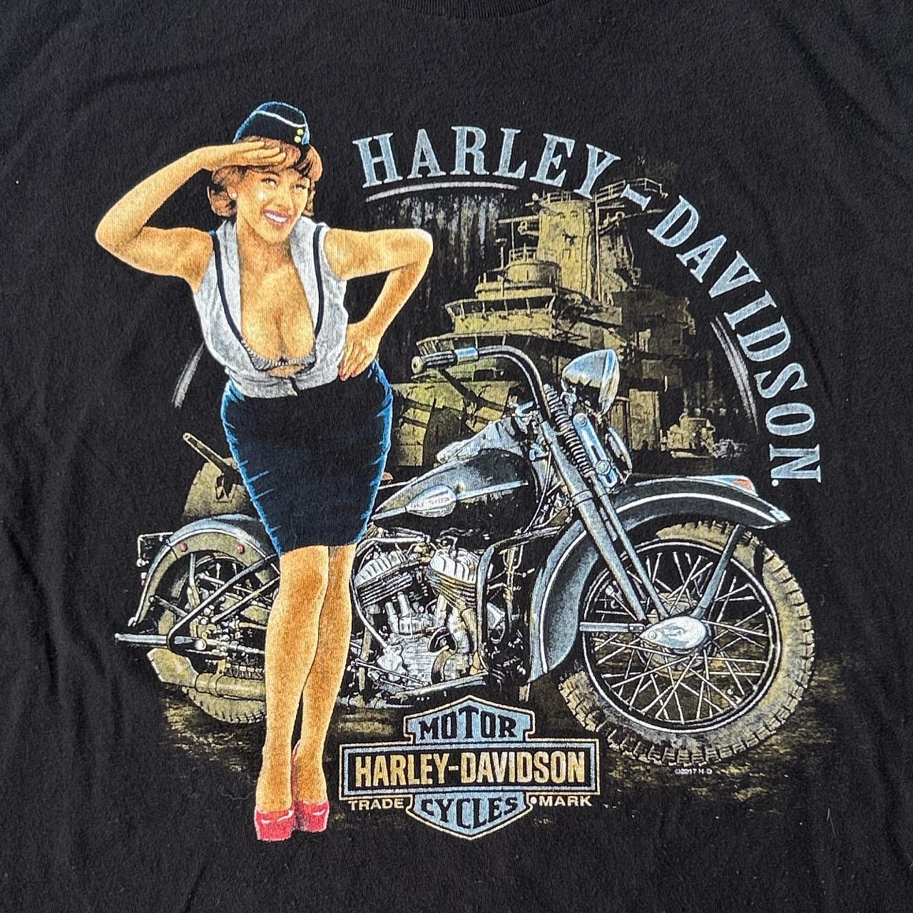 Harley Davidson Men's Black and Blue T-shirt | Depop