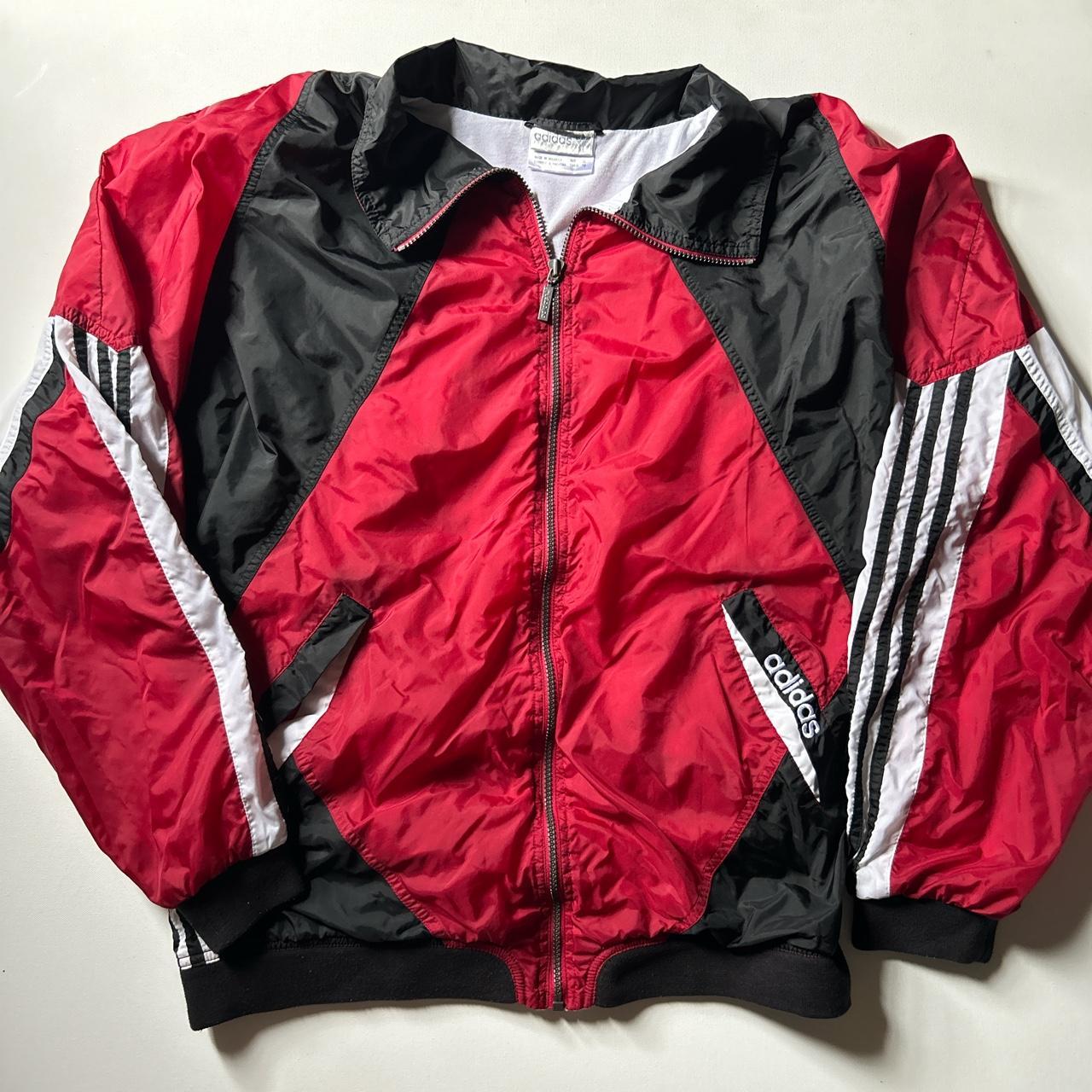 Adidas vintage hotsell windbreaker jacket red