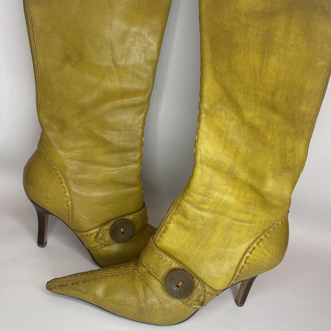 Mustard yellow knee high hot sale boots