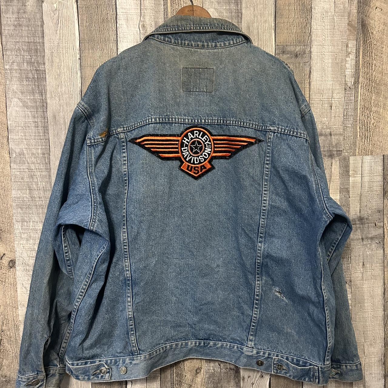 Vintage 1990’s Harley Davidson Biker Patch Denim... - Depop