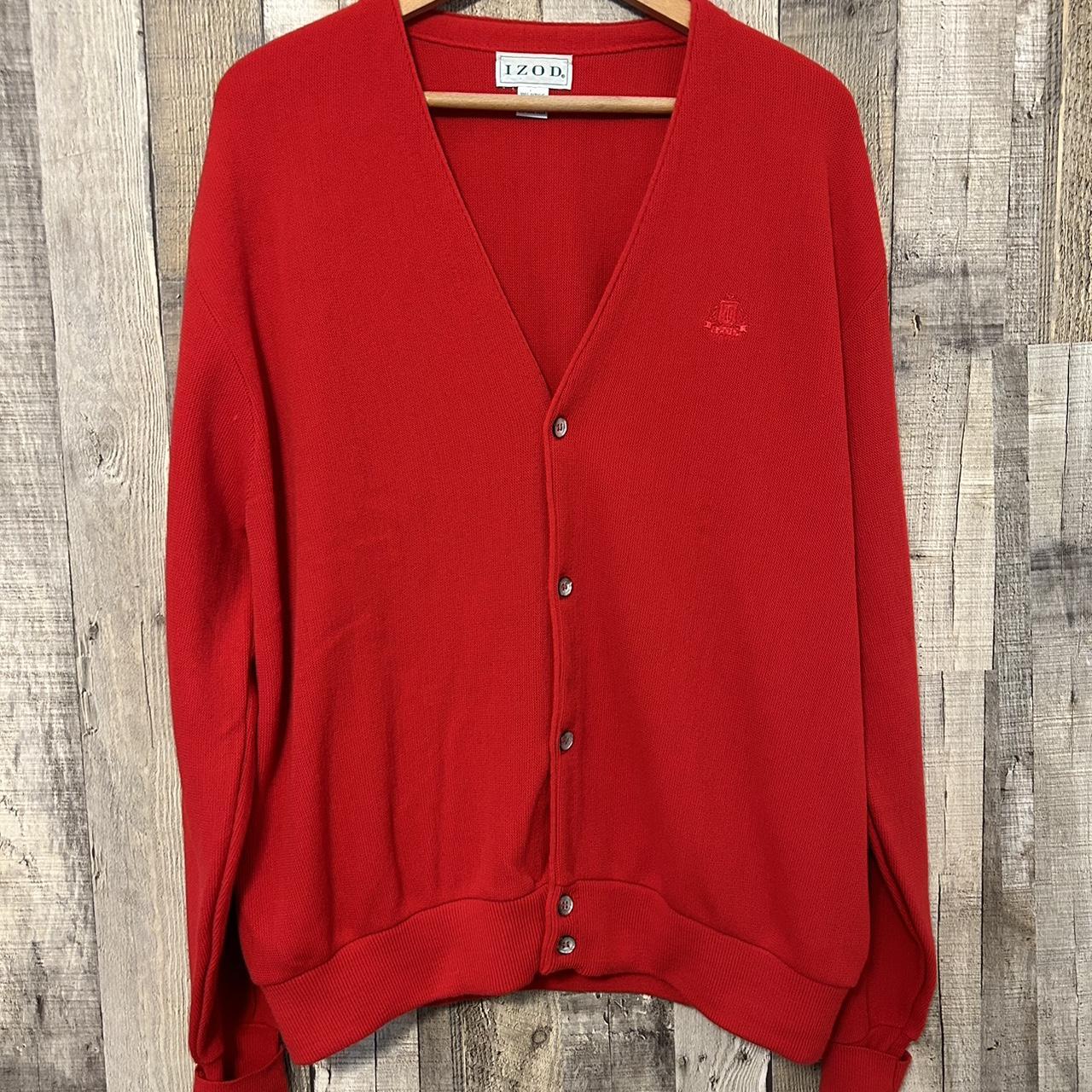Vintage 1980’s Izod Cardigan Sweater Mens XL V-Neck... - Depop