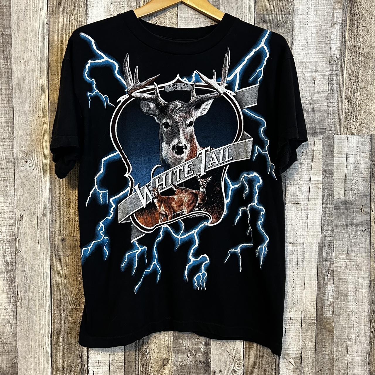 Vintage 90s USA Thunder White Tail Deer T Shirt Rare...