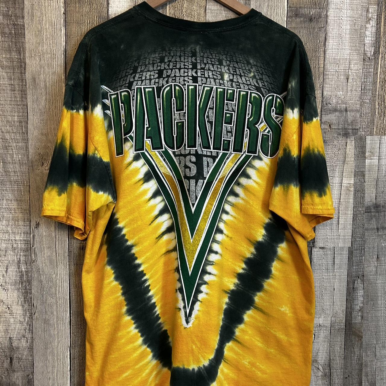 Vintage Liquid Blue Green Bay Packers tie dyed t - Depop