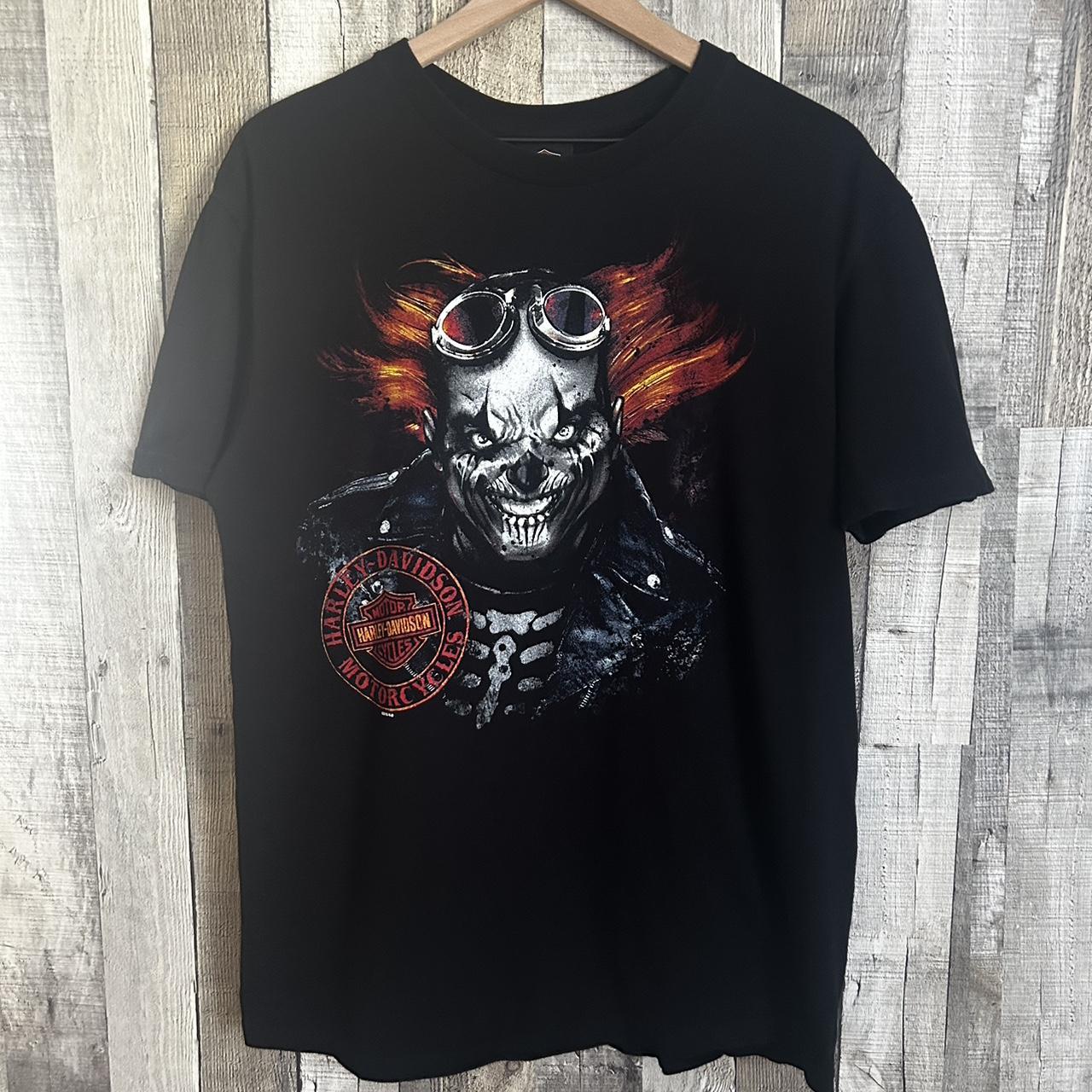 Harley Davidson Graphic T-shirt Black Skulls Y2K...