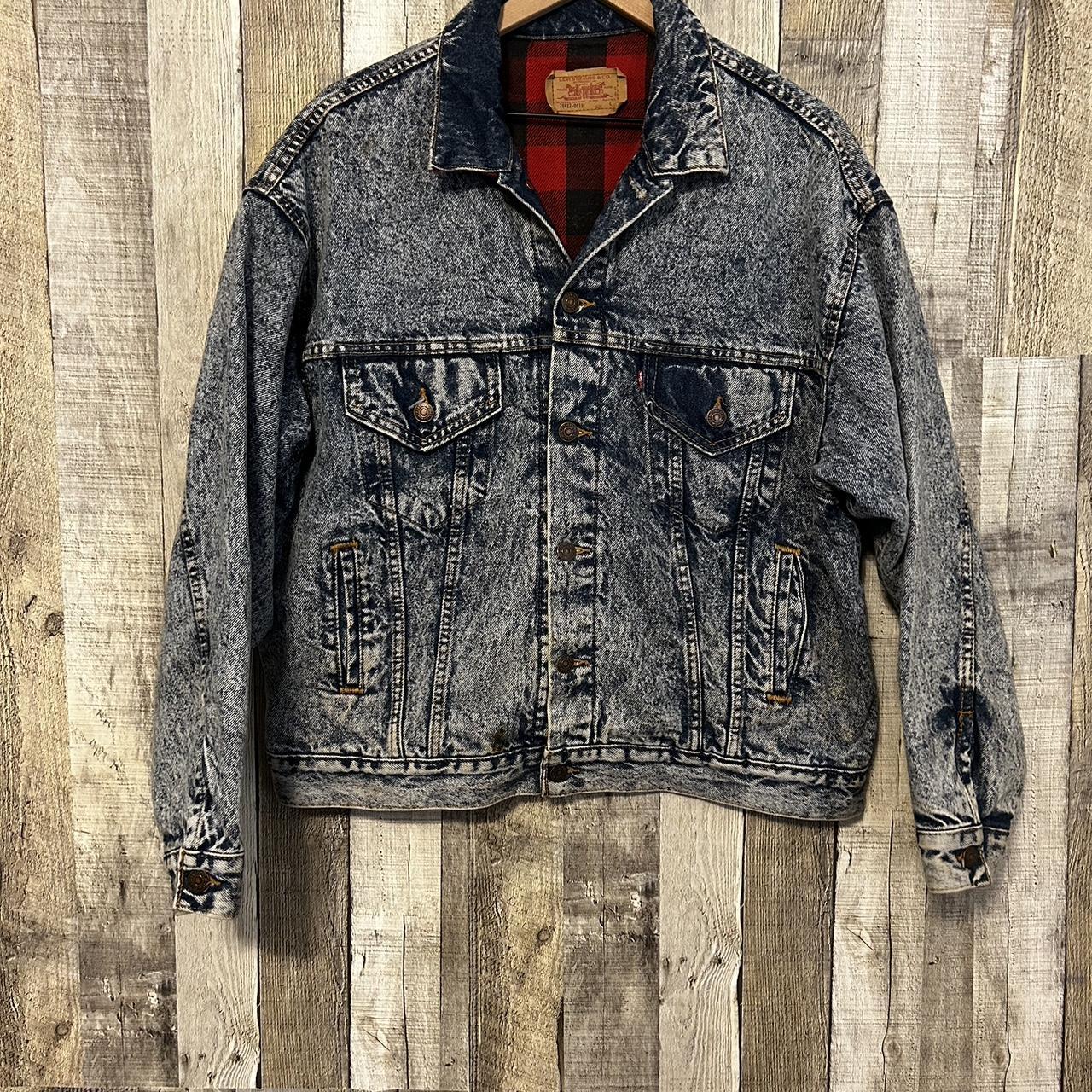 Vintage 80s Levis Denim Trucker Acid Washed Jacket Men's Size L Made In USA