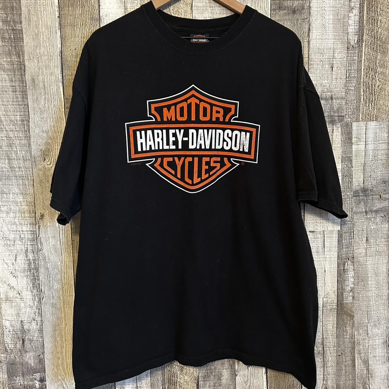 Vintage Y2K Harley Davidson Double Sided Graphic... - Depop