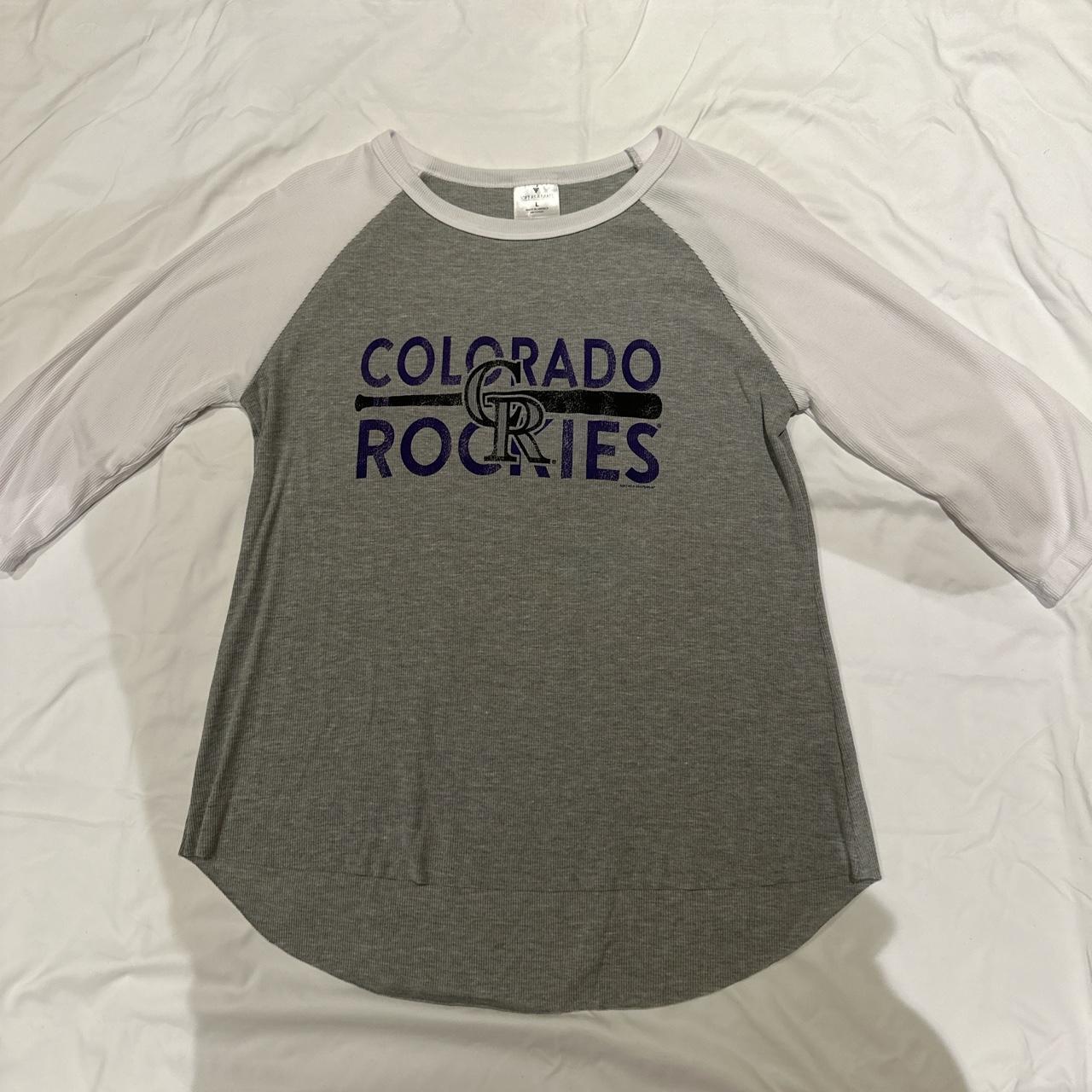 PINK Women's Colorado Rockies Baseball Black Top - Depop