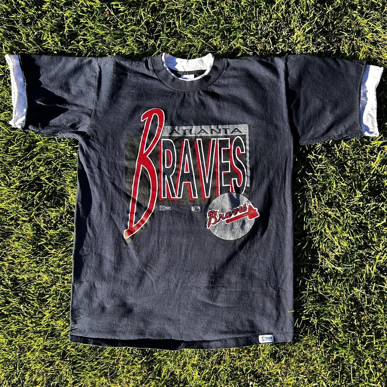 Vintage 90s MLB Atlanta Braves Graphic T-Shirt Men's - Depop