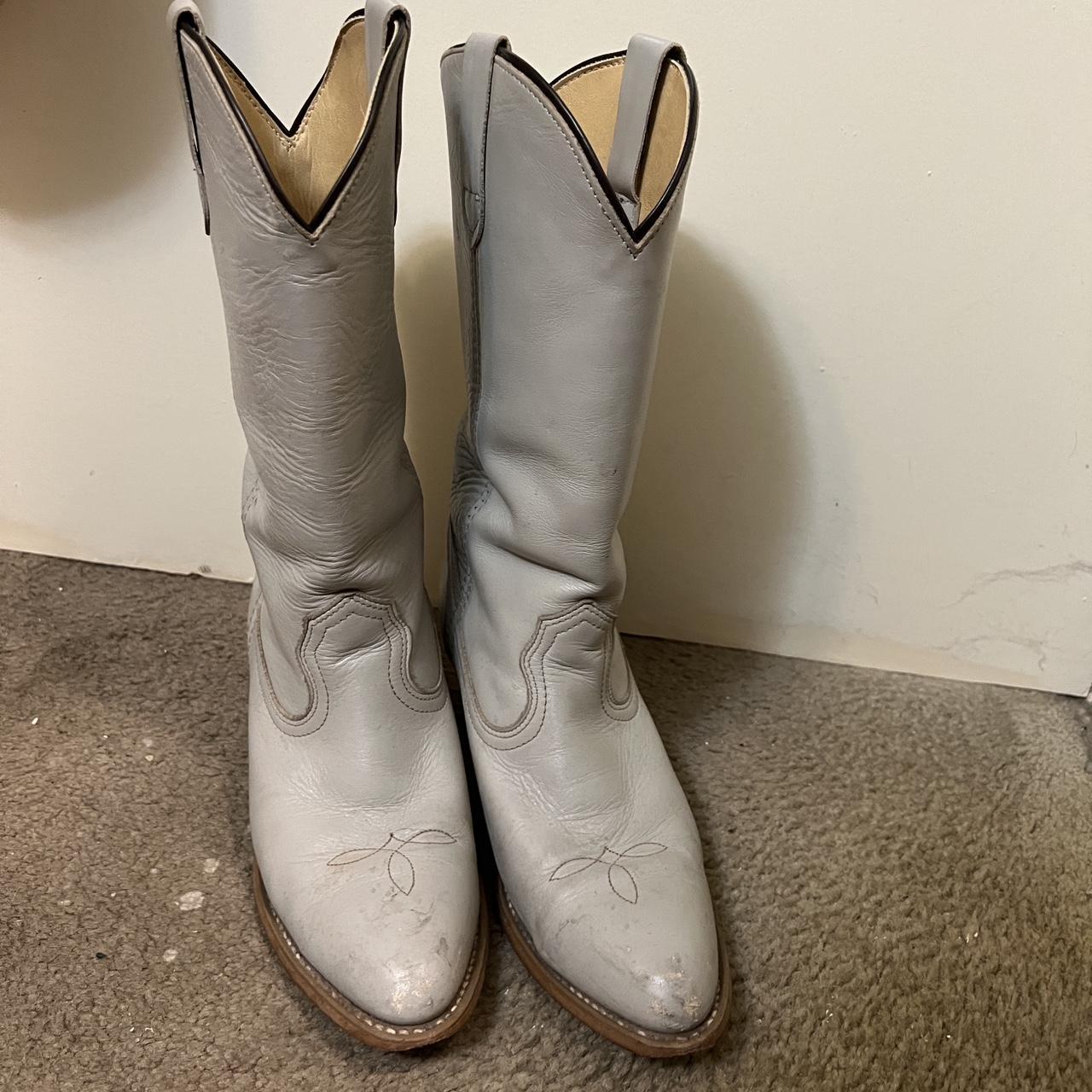 Frye American Classics Heeled Cowboy Boots White ish