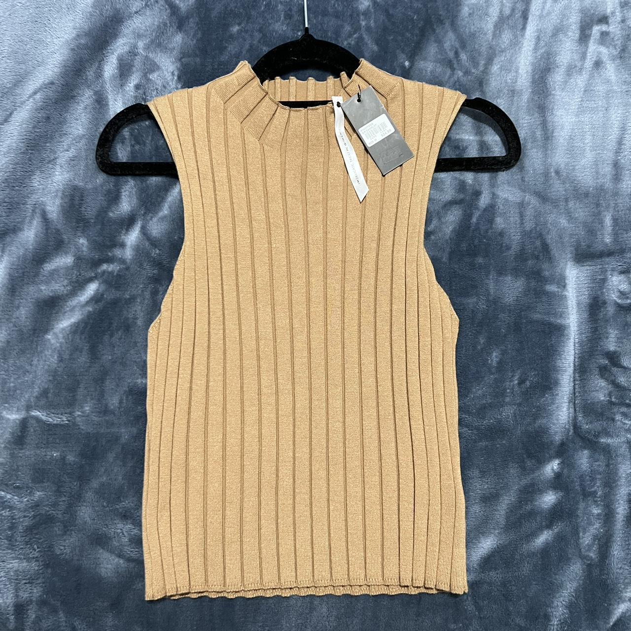 Glassons Tan Beige Ribbed Knit High Neck Racer Depop