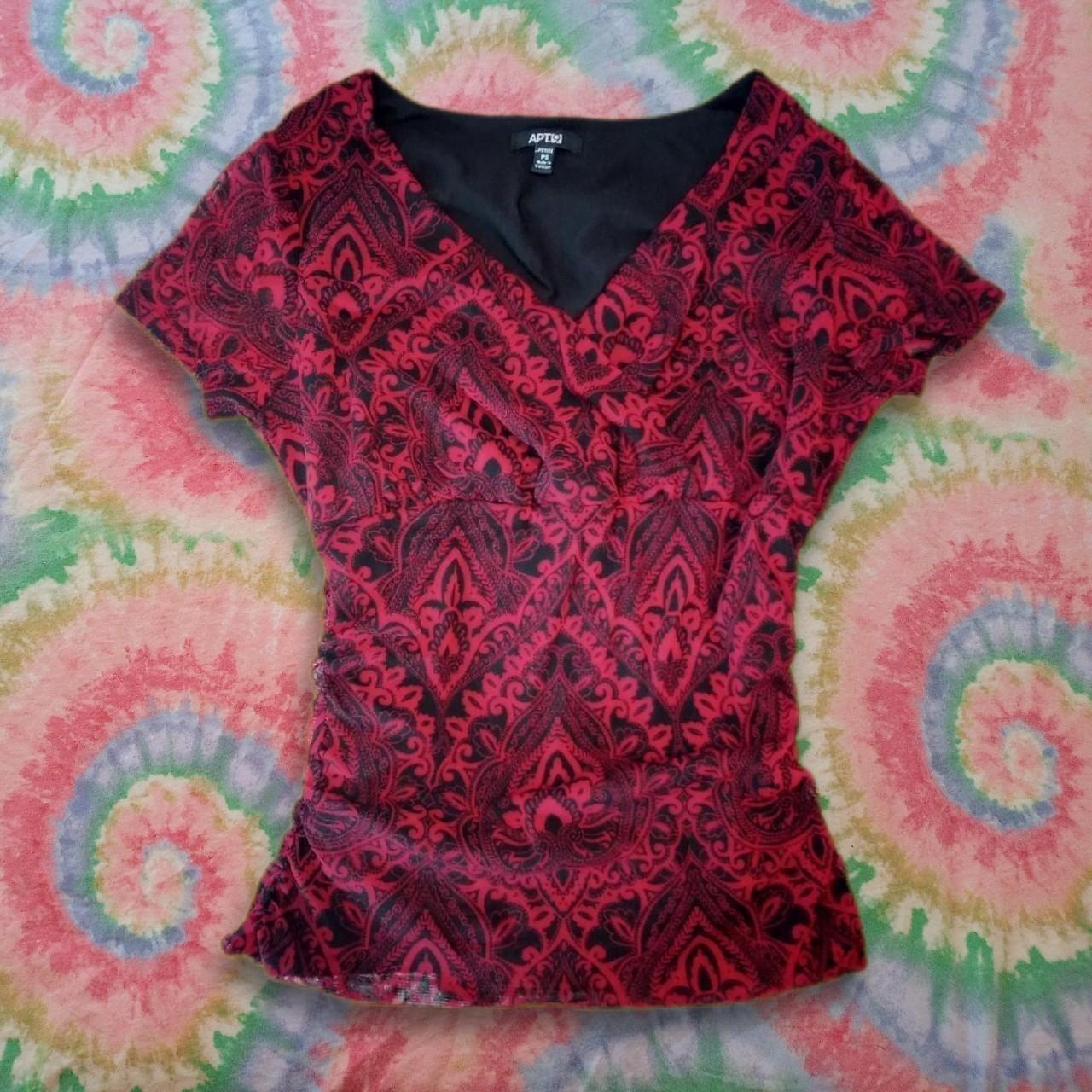 Apt. 9 Women's Black and Red Blouse | Depop