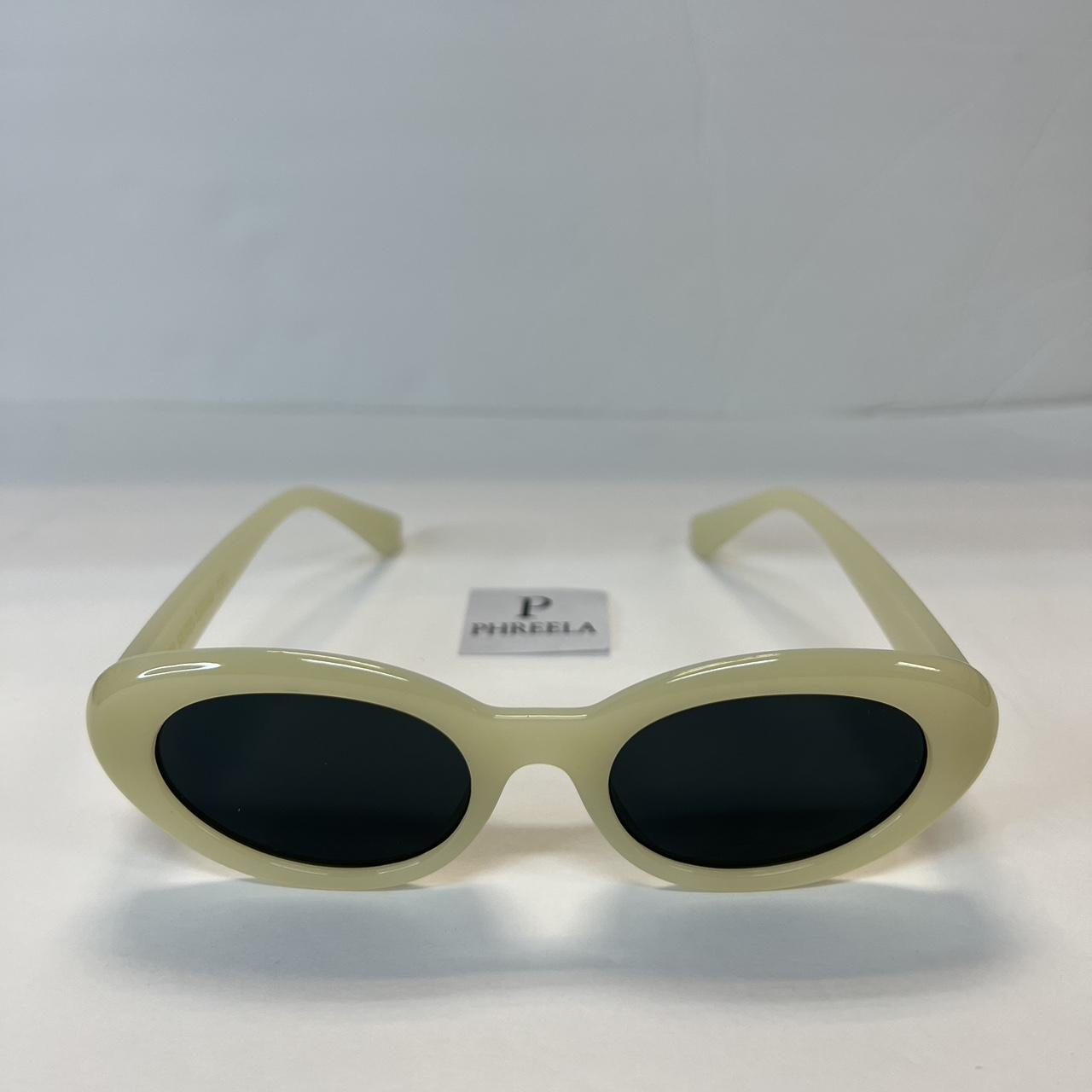 Retro Oval Sunglasses / light yellow round... - Depop