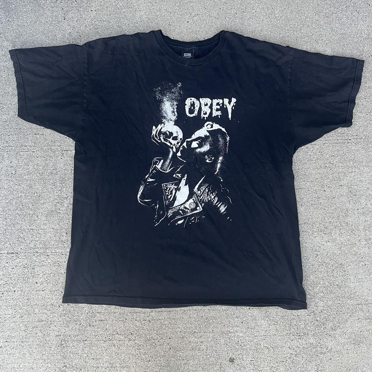 Vintage Obey Skull Tee Condition: Like New Size: XL - Depop