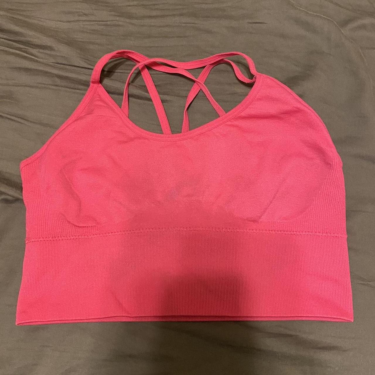 NVGTN hot pink strappy back sports bra. has slight... - Depop