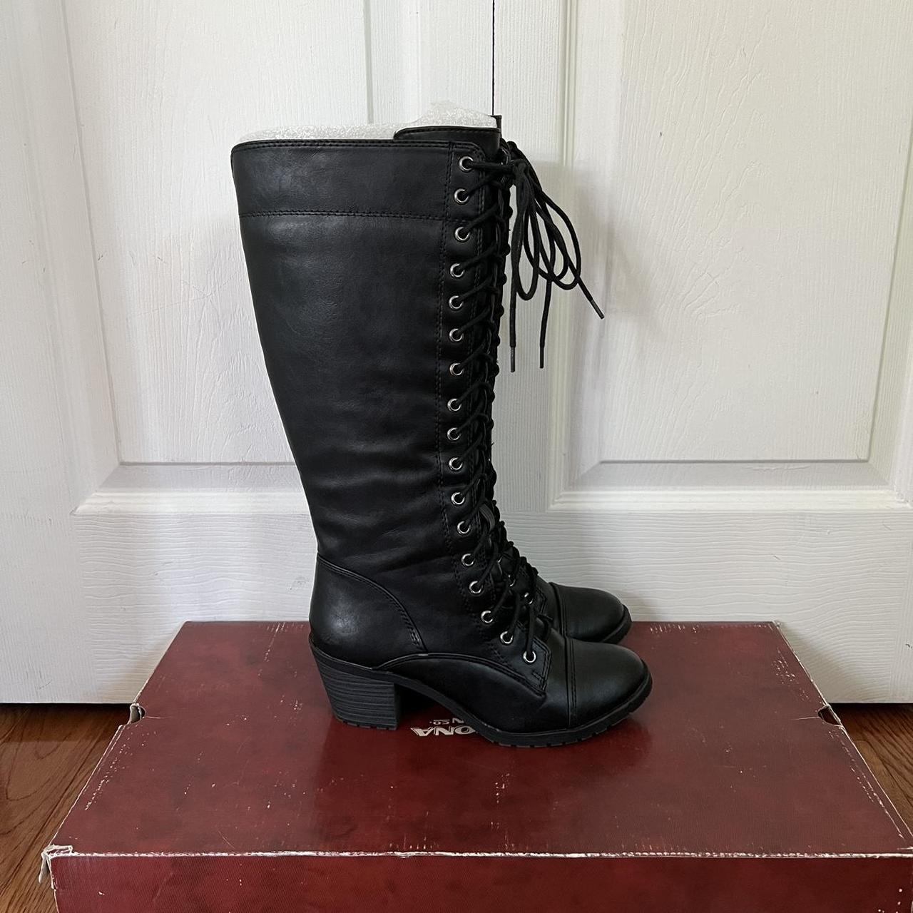 brycen faux leather lace up boot