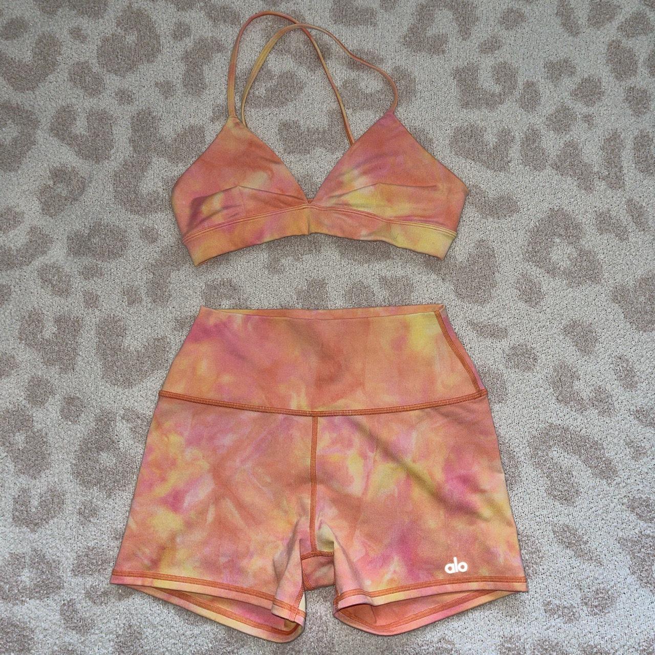 Alo outlet yoga summer sunset set small xs shorts bra