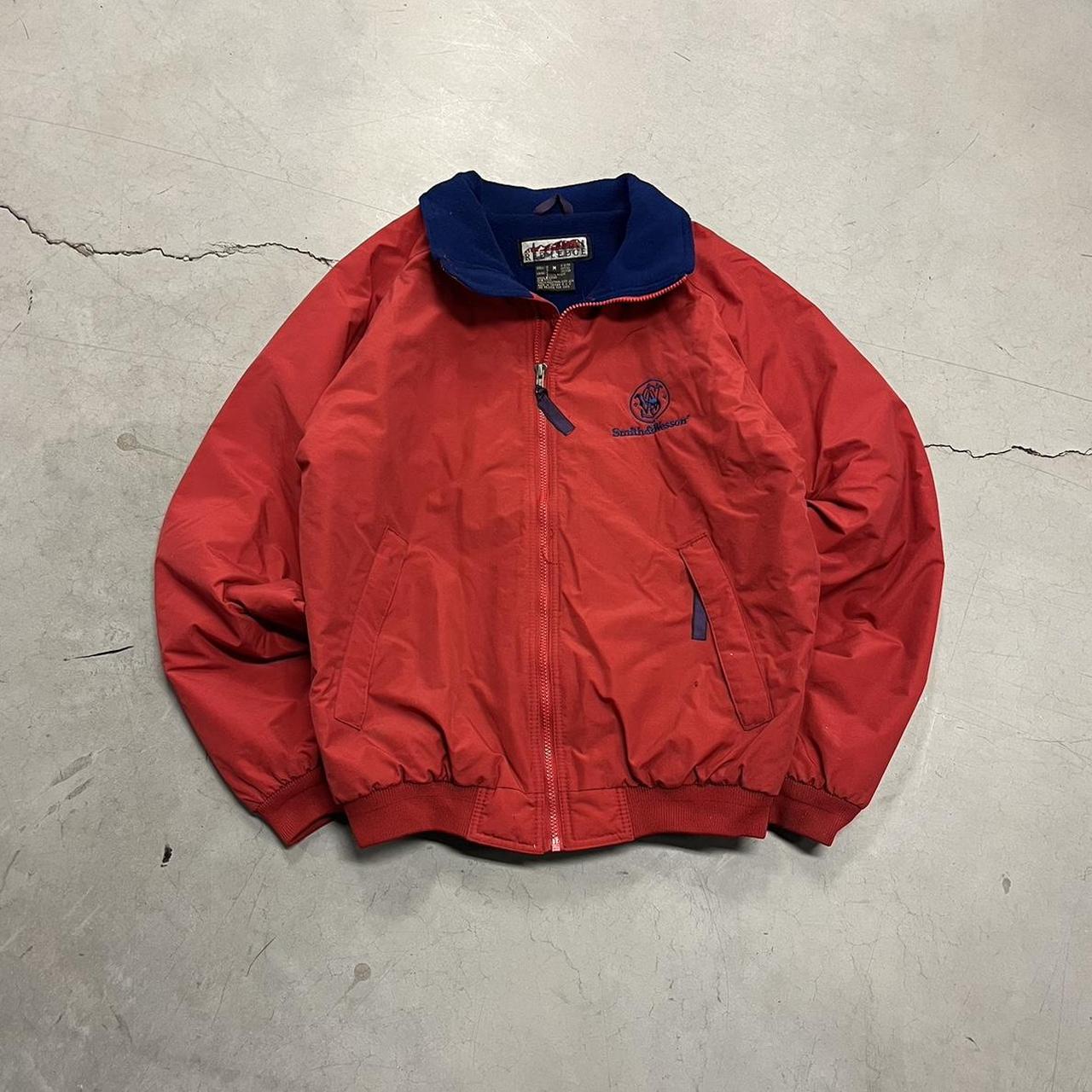 Vintage 90’s Red Smith & Wesson Zip Up Jacket... - Depop