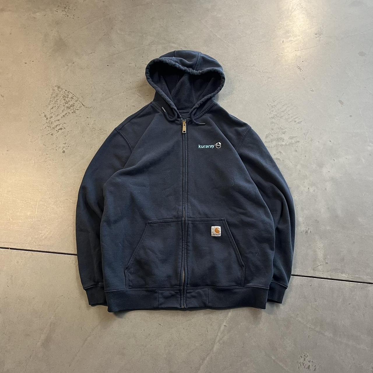 Vintage Y2K Navy Blue Carhartt Zip Up Jacket Size:... - Depop