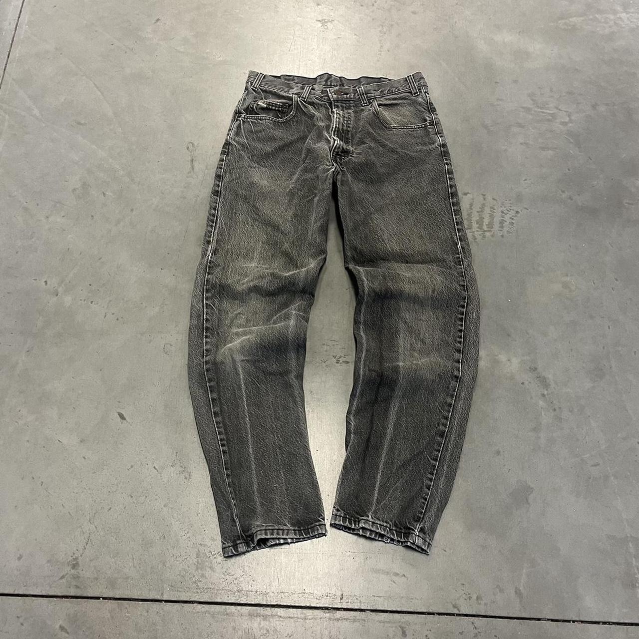 Vintage 90’s Faded Grey Regular Fit Distressed Denim - Depop