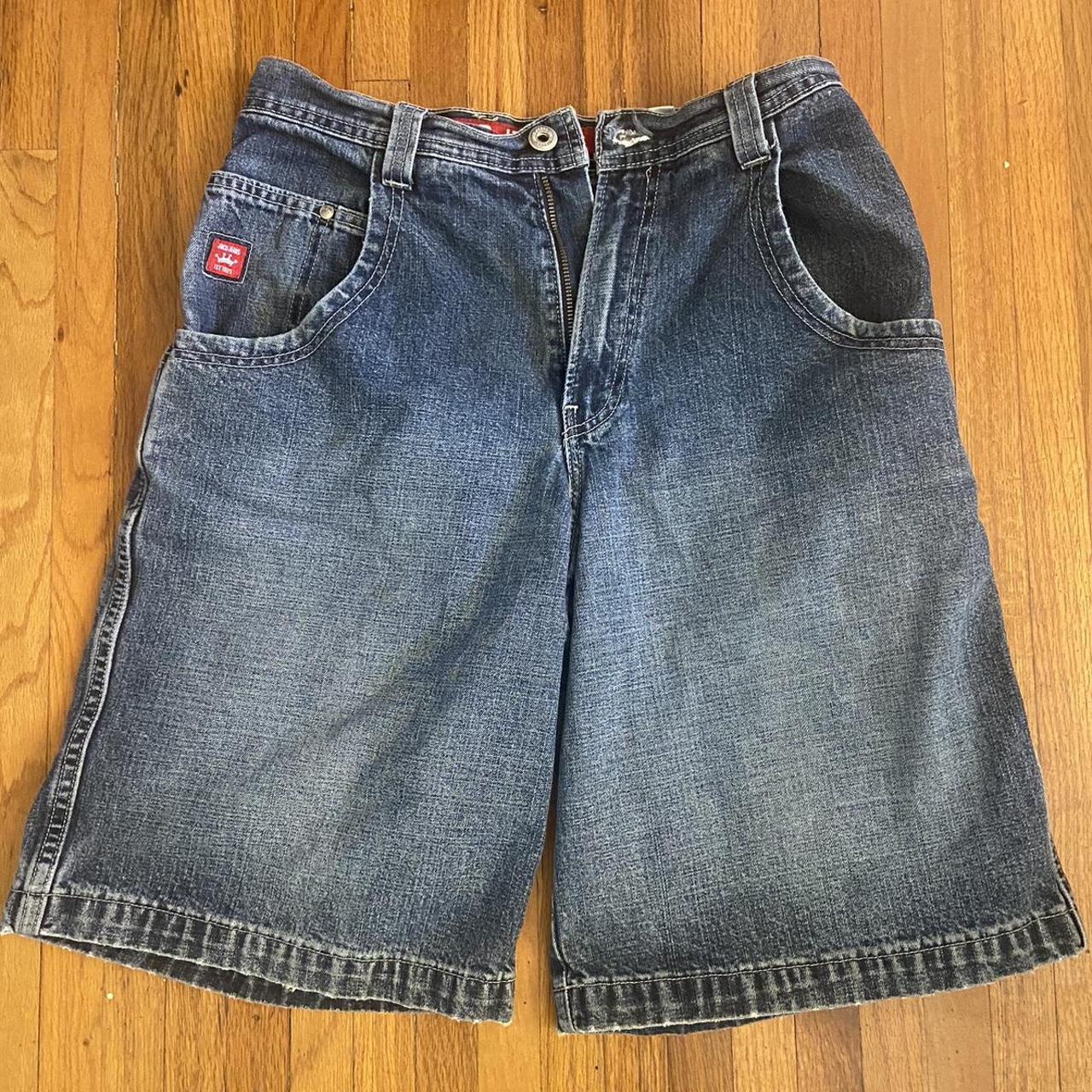 Vintage jnco jeans shorts with dragon embroidery and... - Depop