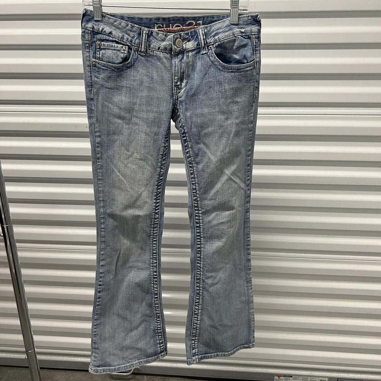 Rue 21 light washed denim Lowrise flared jeans... - Depop