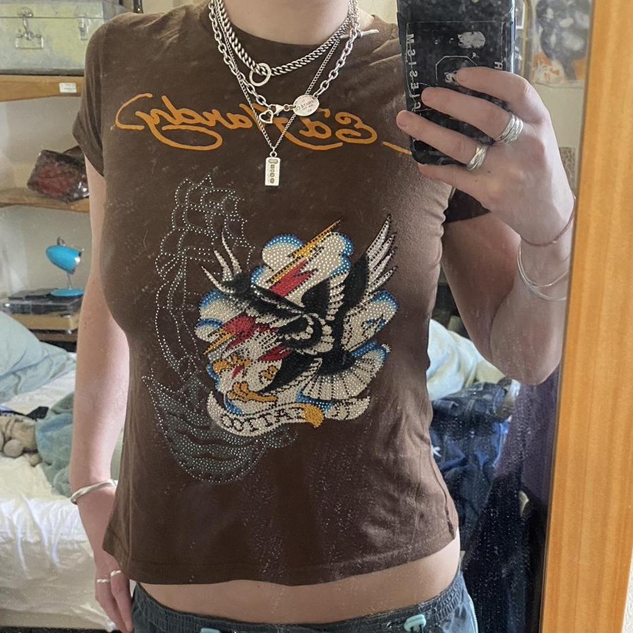 Ed Hardy Women S T Shirt Depop   P0 