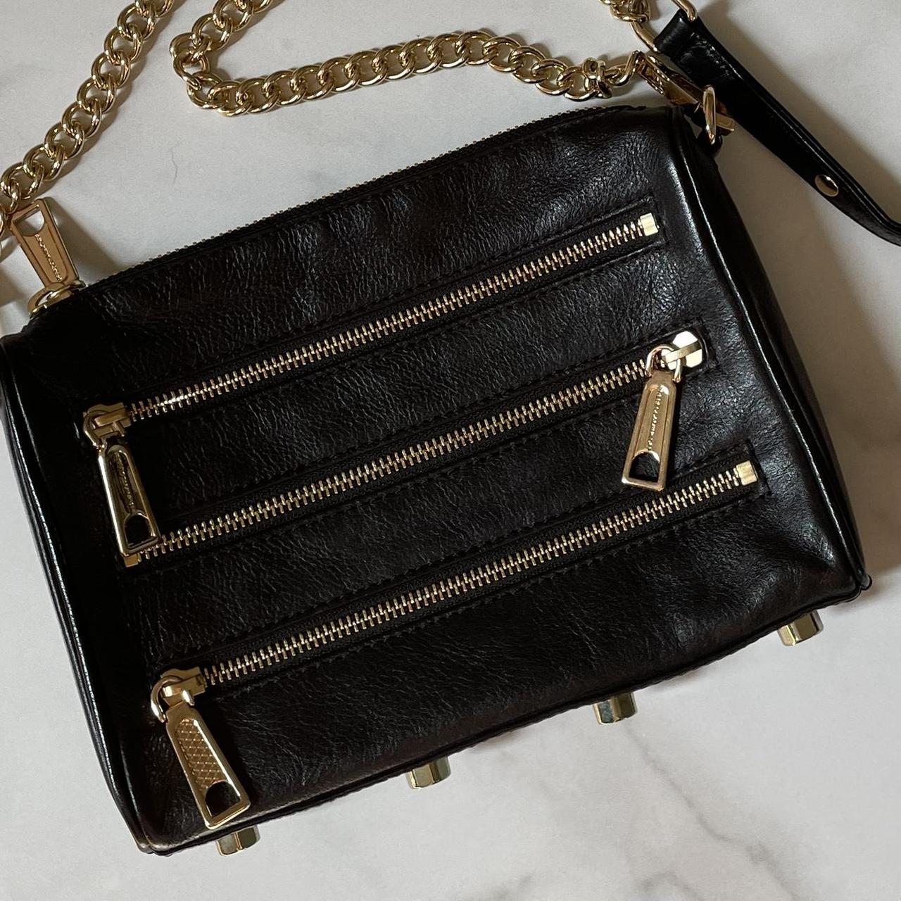 Rebecca Minkoff Women's Gold and Black Bag Depop